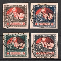 1920 Latvia (on Banknotes, Rose, CV $20, Full Set, Cancelled)